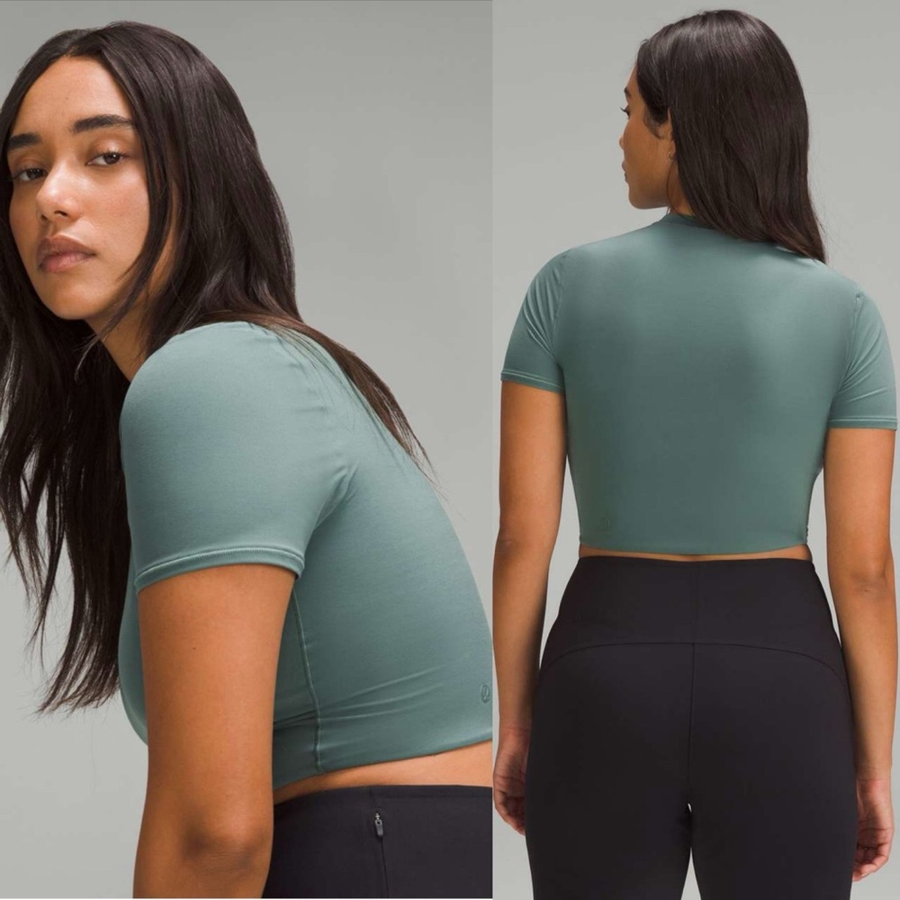 Lululemon Wundermost Ultra-Soft Nulu Crewneck Cropped T-Shirt *medium forest